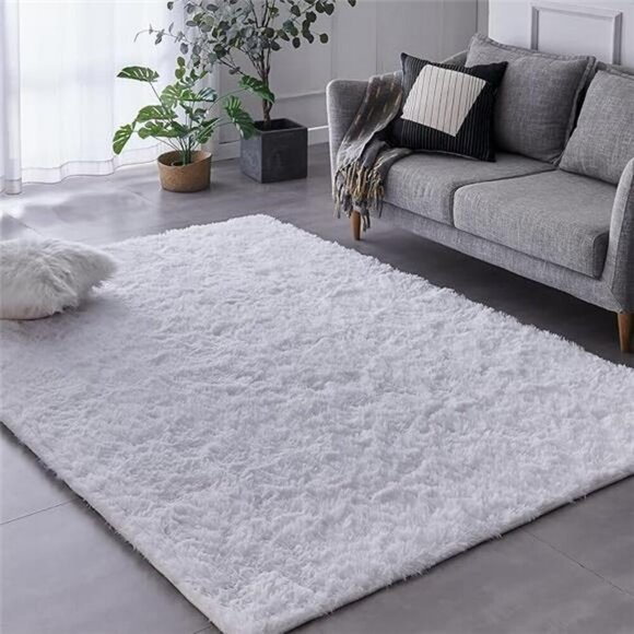 Soft Velvet Shag Area Rug Non Slip Fluffy Carpet for Bedroom Living Room Floor - Picture 7 of 7